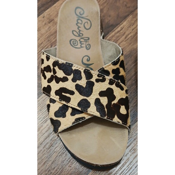 Naughty Monkey Women’s 8.5 Leopard Pony Hair Platform Slip-On Sandals Boho Chic - Picture 8 of 12